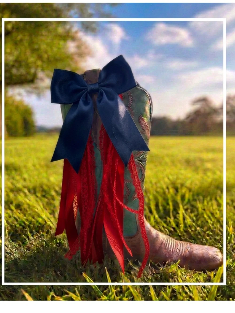 SEC Orange and White Ribbon Boot Bow - custom